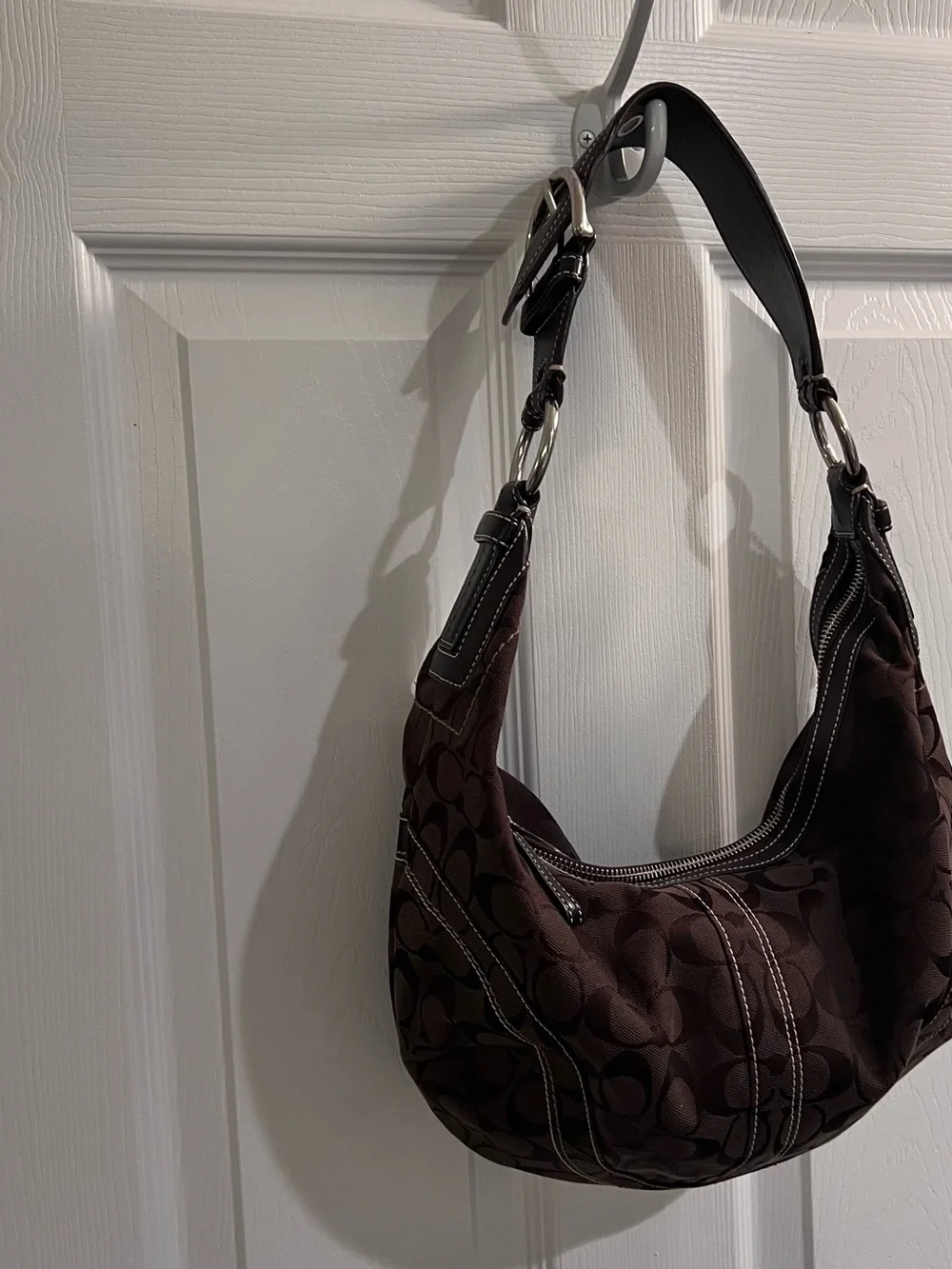 Coach Brown Signature Hobo Shoulder Bag
